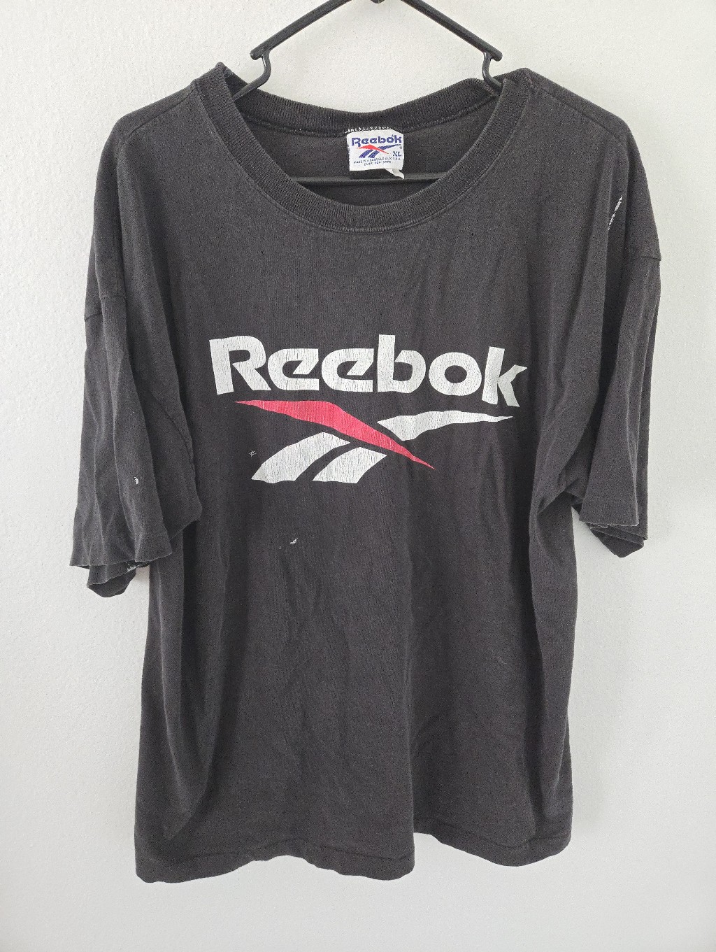 Vintage Reebok Big Logo Classic T Shirt Mens Xl Usa Single Stitch Black